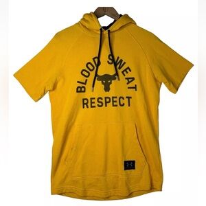 Mens Under Armour Loose Project Rock Blood Sweat Respect Short Sleeve Hoodie M